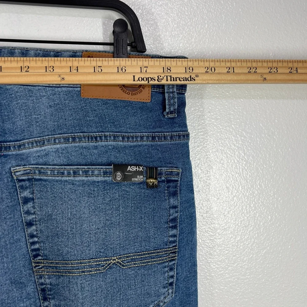 Buffalo David Bitton Slim‎ Stretch Jeans Ash-X Denim Blue Mens W36 L32 Casual